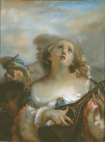 Flicka som spelar mandolin - 1845