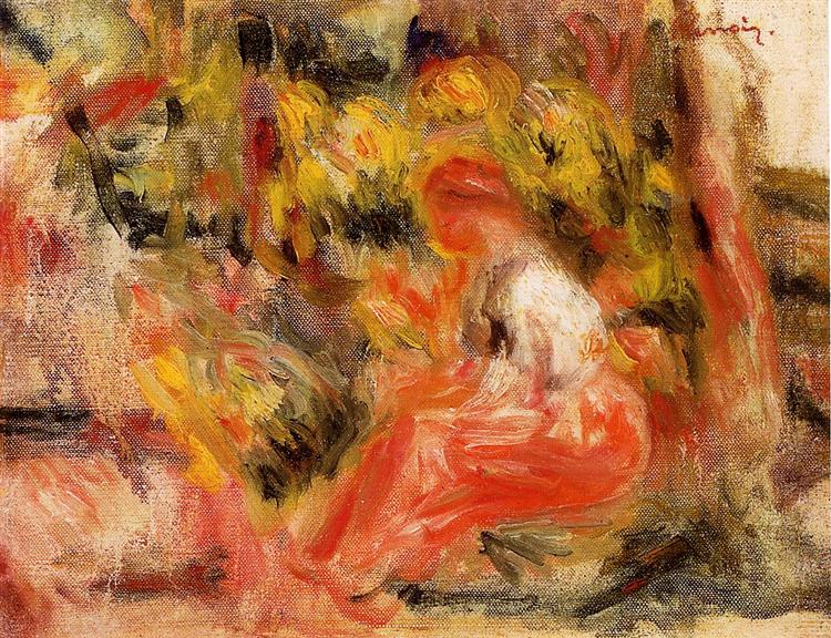 Girl sitting in a garden.