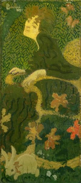 Sedící dívka s králíkem - 1891