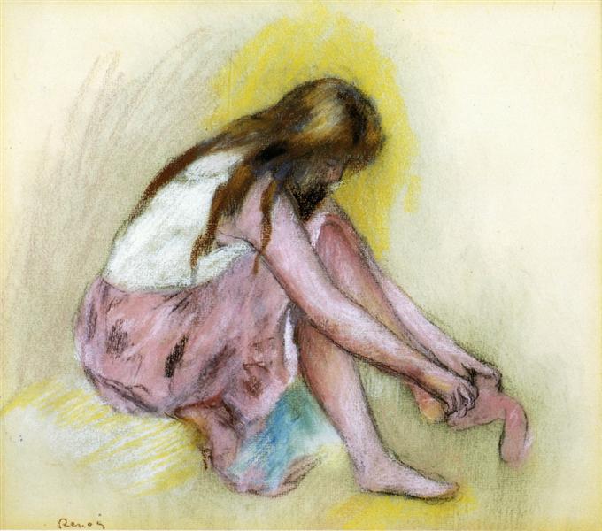 Giovane ragazza che mette i calzini - 1895