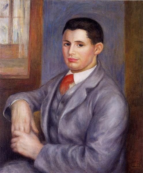 Young with Red Tie - Ritratto di Eugene Renoir - 1890