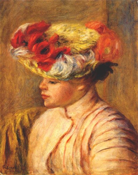 Jeune femme avec un chapeau de fleur - 1892
