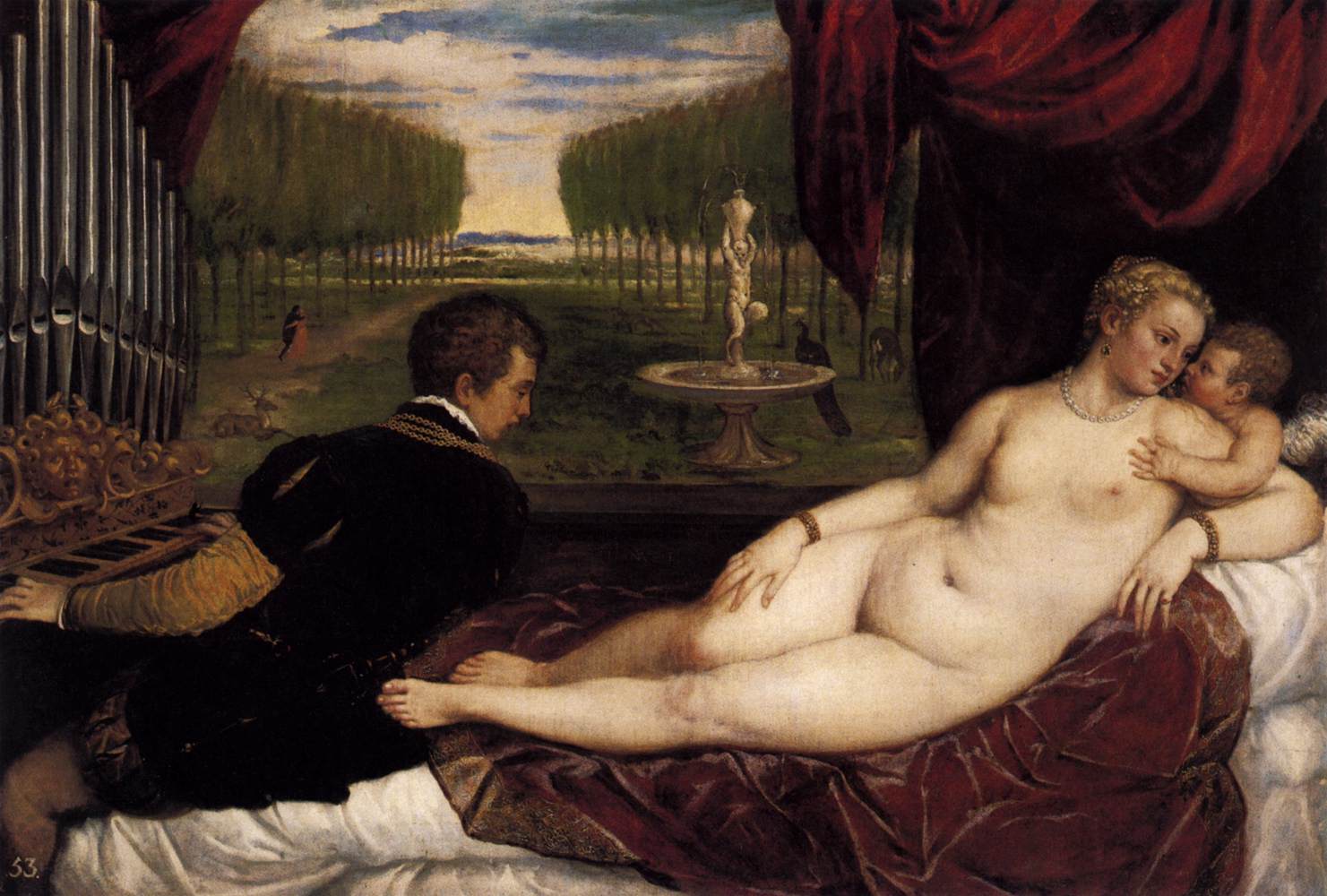 Venere con organista e cupido