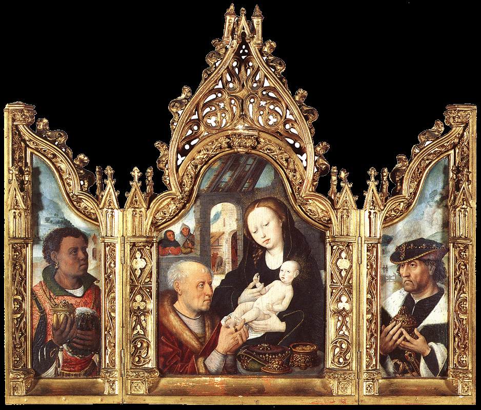 Triptych de aanbidding van goochelaars