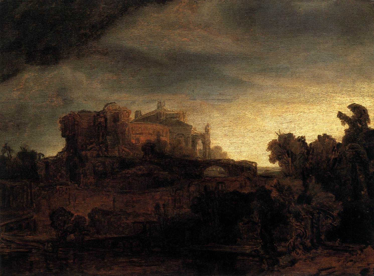 Paysage avec des bâtiments