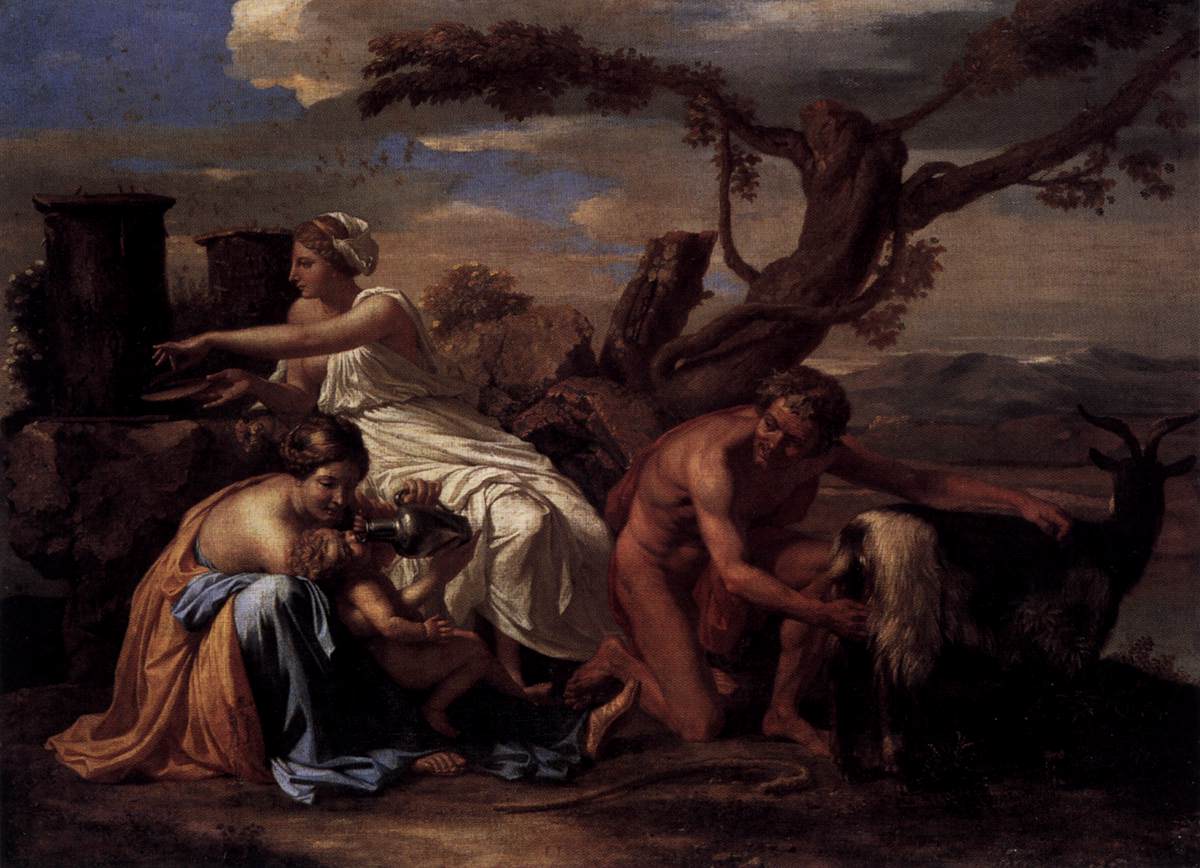 Das von der Amaltea -Ziege genährte Jupiter -Baby