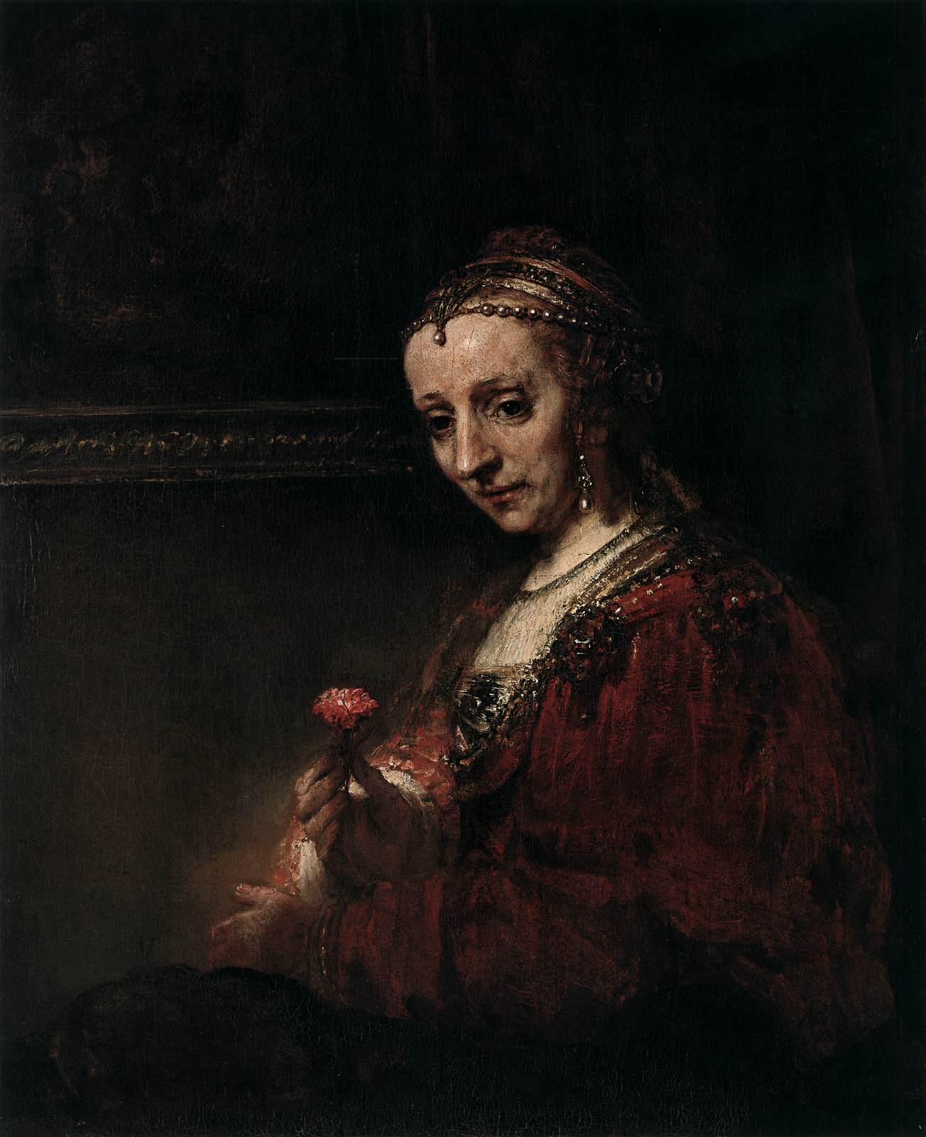 Žena s růžovou