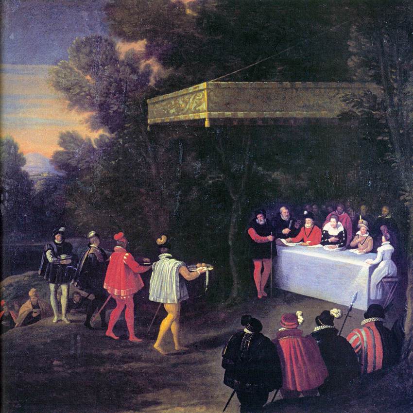 Banchetto all'aperto per Enrico IV di Francia e la sua famiglia
