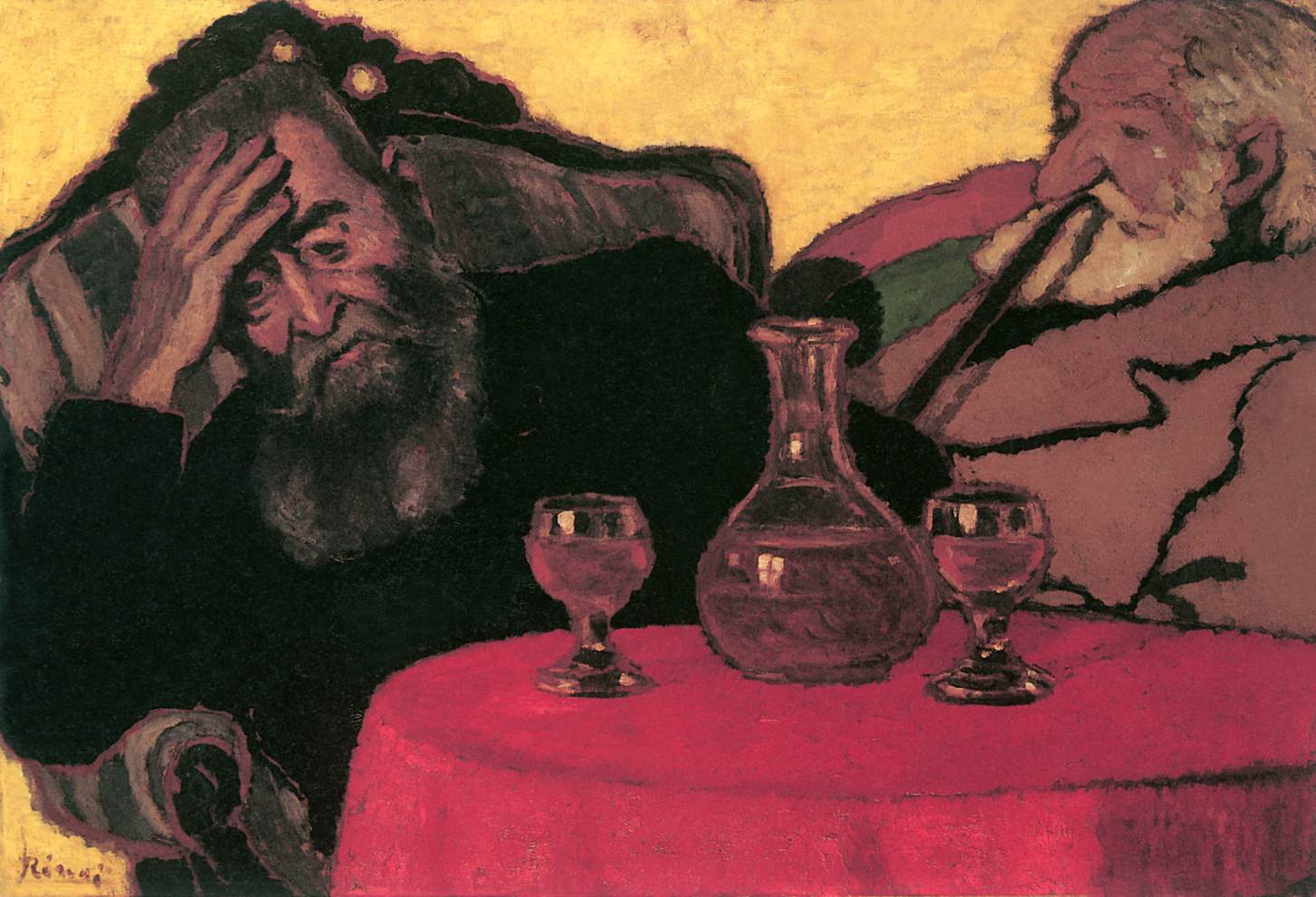 Pai e tio Piacsek bebendo vinho tinto