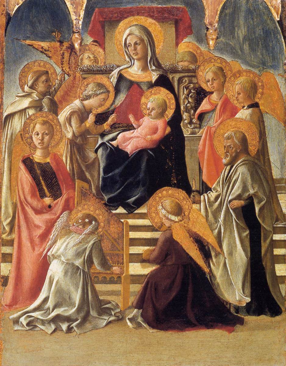 La vierge et l'enfant intronisé avec les saints