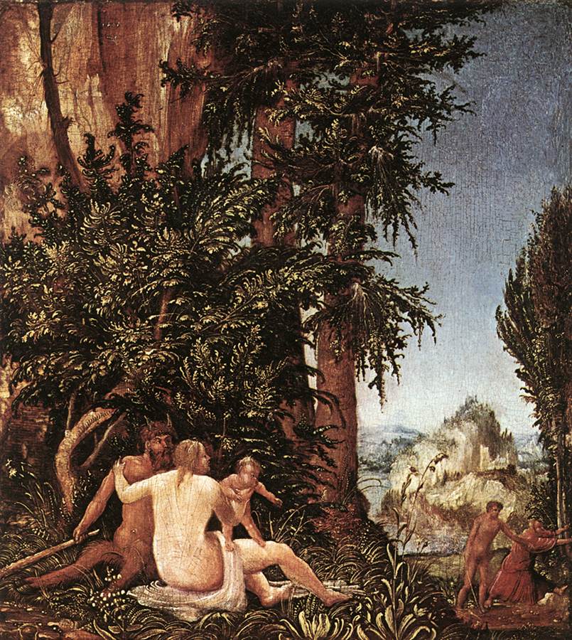 Paysage en famille de satyres