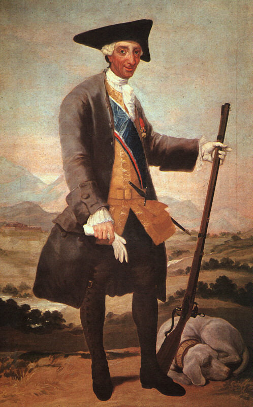 Carlos III w kostiumach myśliwskich