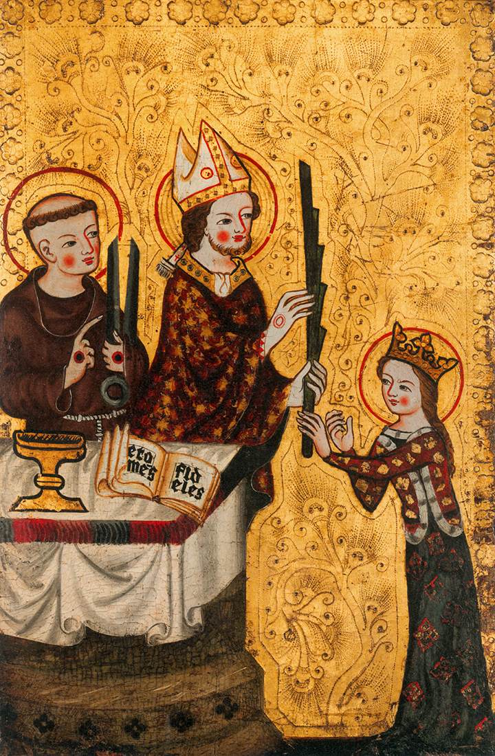 Biskup Asyżu, w towarzystwie San Francisco, dostarczający dłoń do Santa Clara