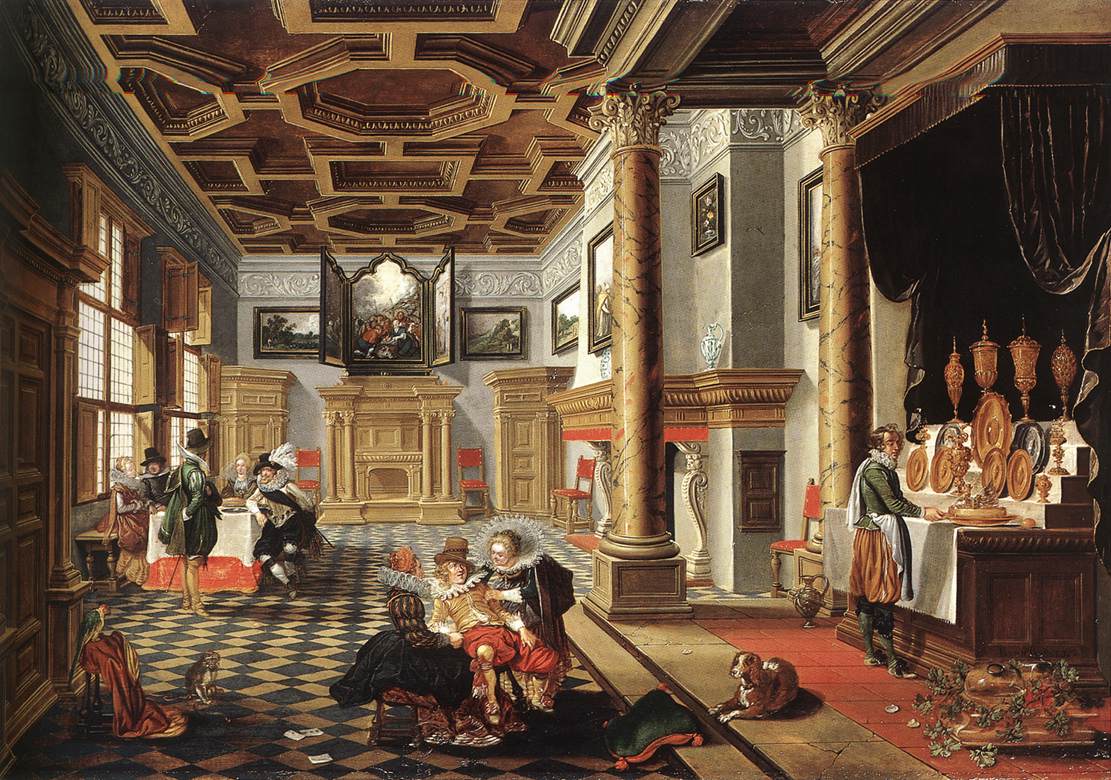 Renaissance interiör med banketeros