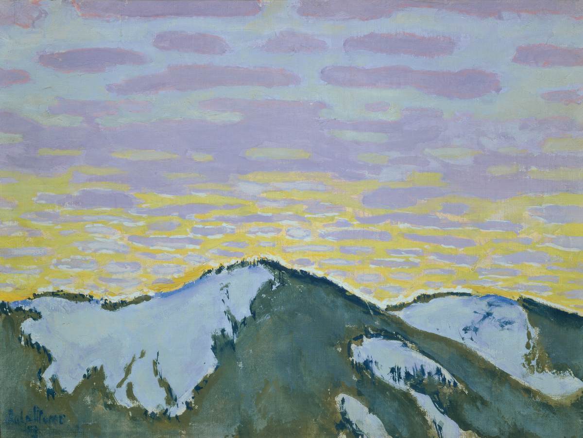 Snowy Mountain Peaks at Dusk