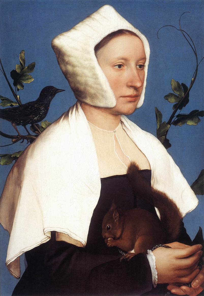 Porträt einer Dame mit Eichhörnchen und einem Ausbruch