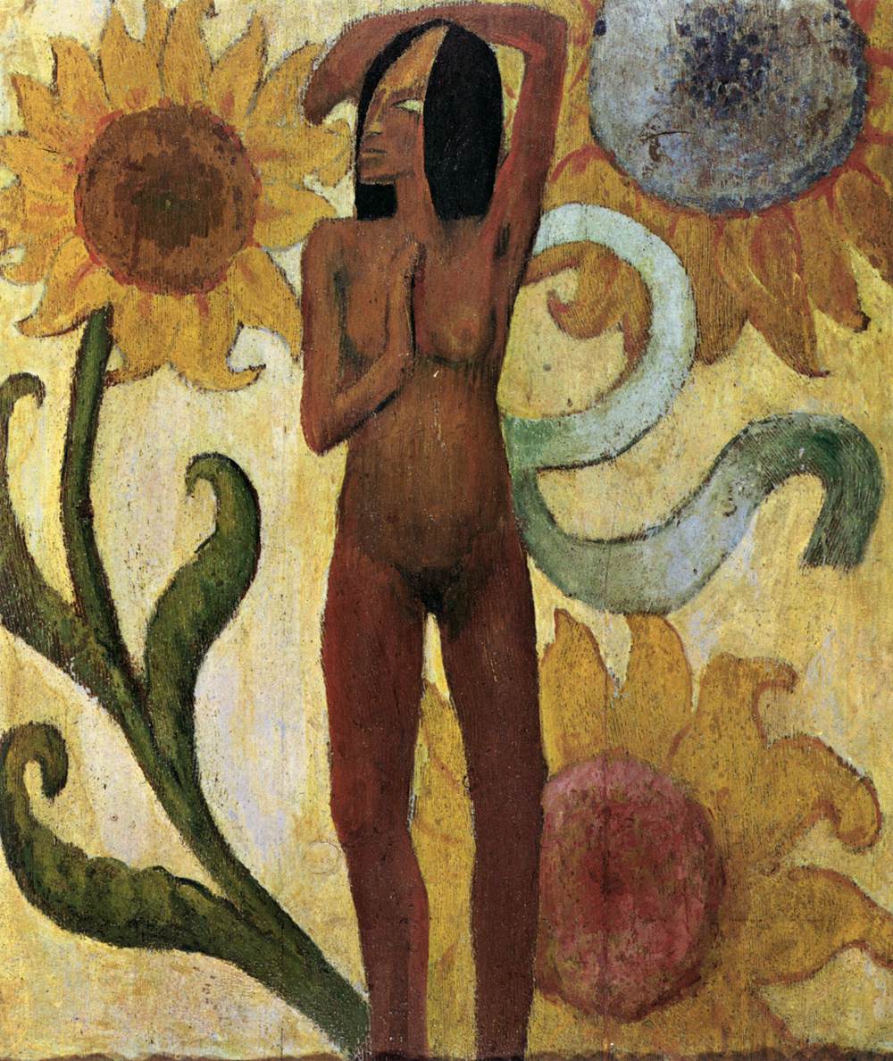 Karibische Frau mit Sonnenblumen