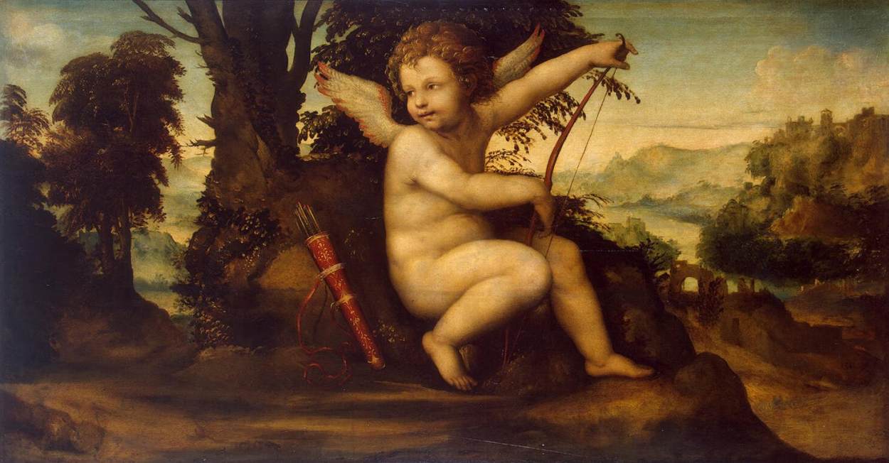 Cupido em uma paisagem
