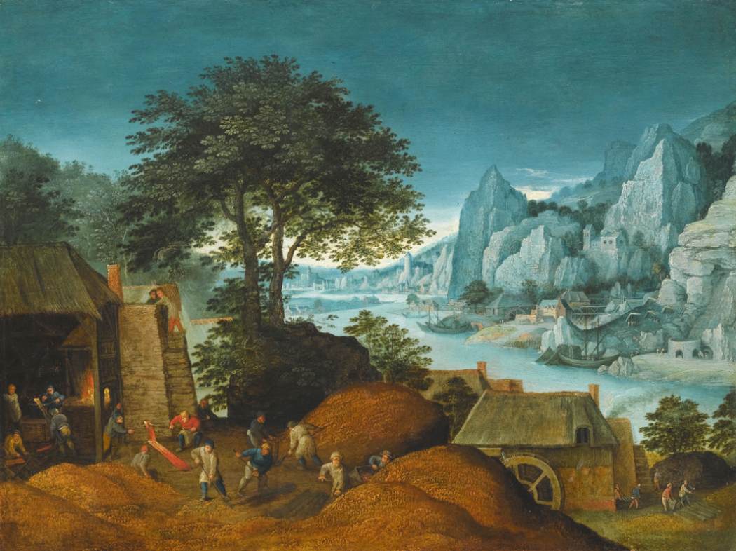 Paysage alpin avec du fer et un poulain à four