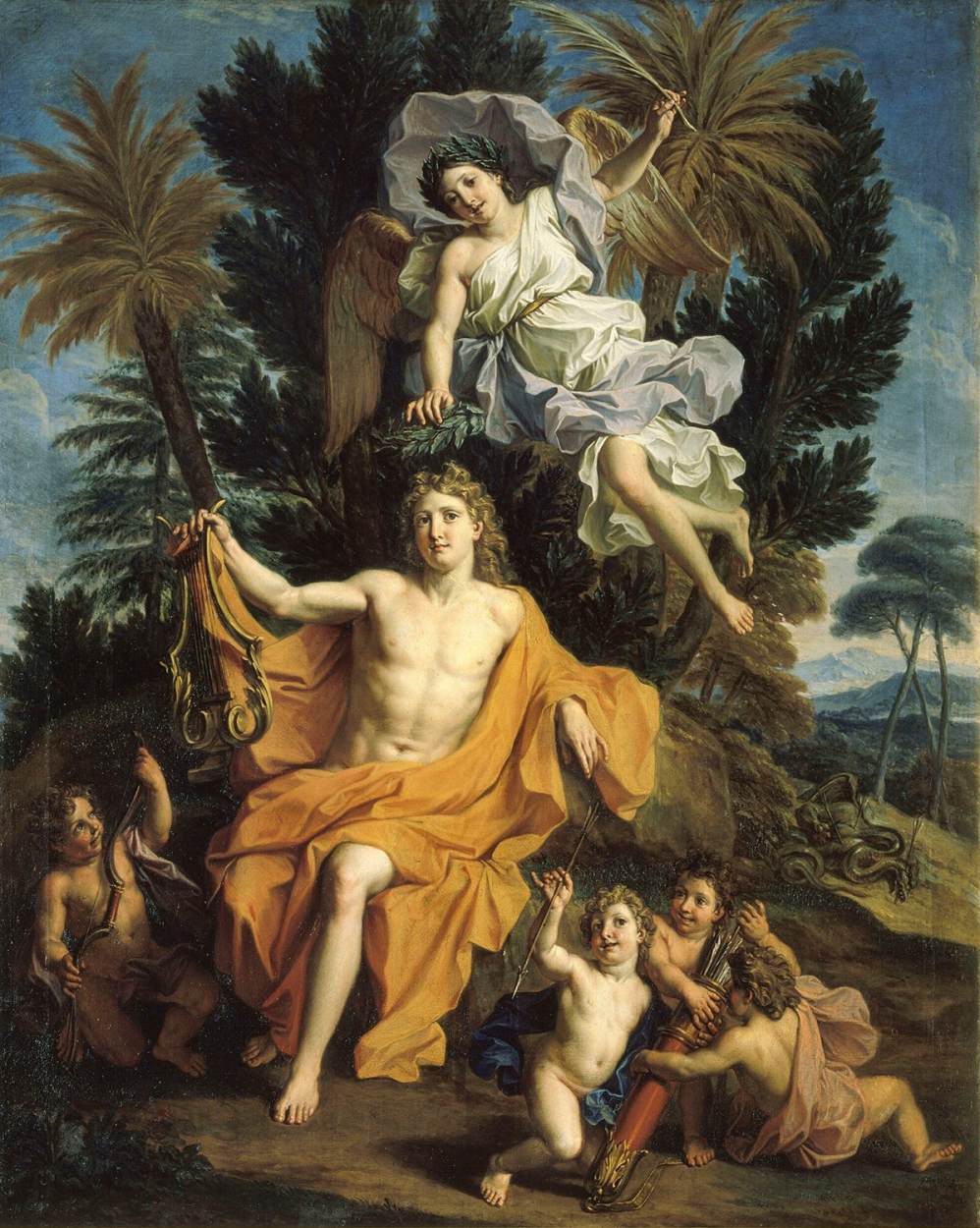 Apollo incoronato per la vittoria dopo aver sacrificato Python