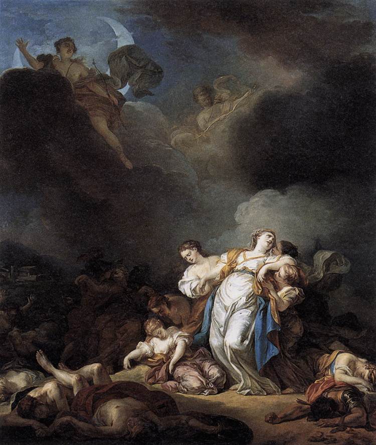 Apollo och Diana attackerar Niobe och hennes barn
