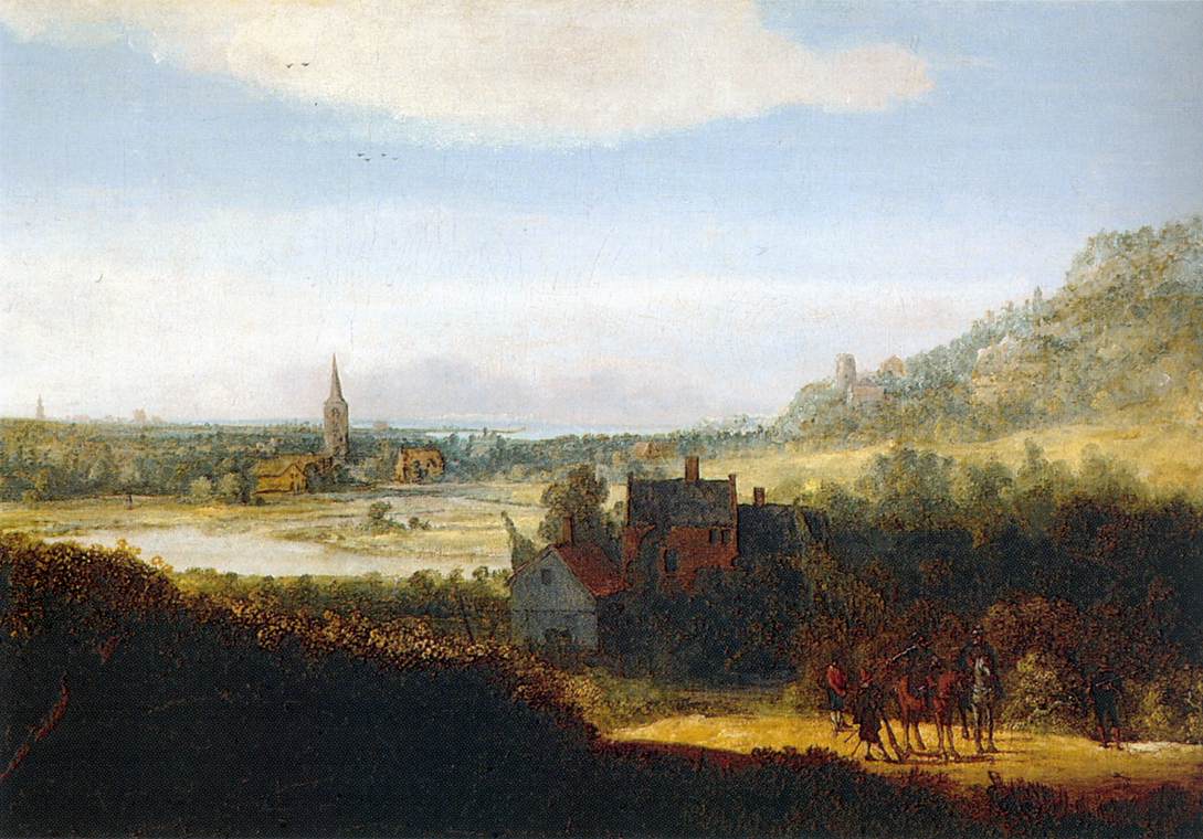 Paysage avec des hommes armés