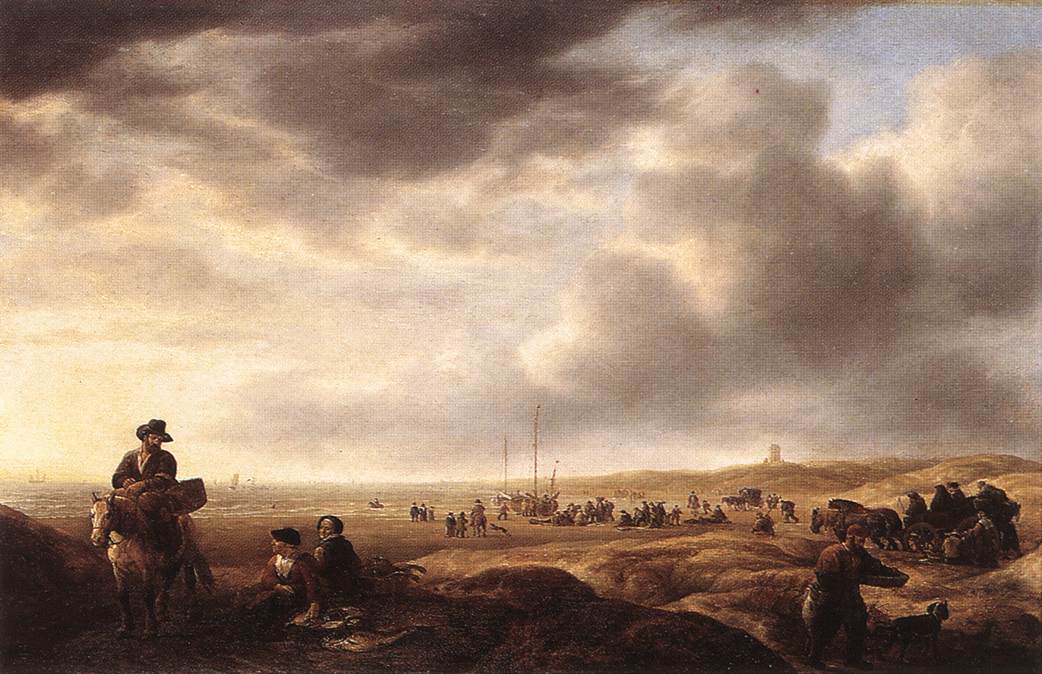 Beach Near Scheveningen With Fish Vendors