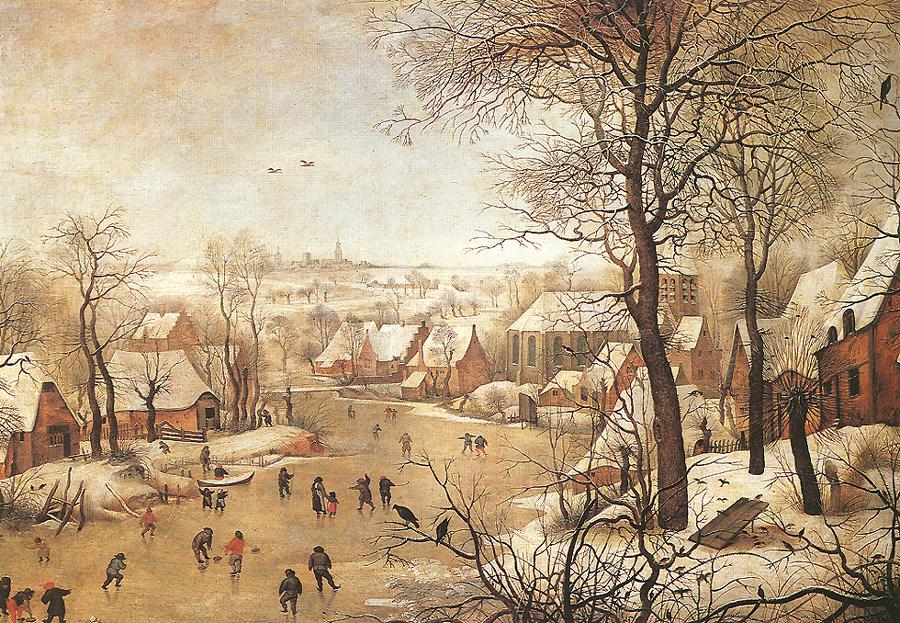 Winterlandschap met een vogelval