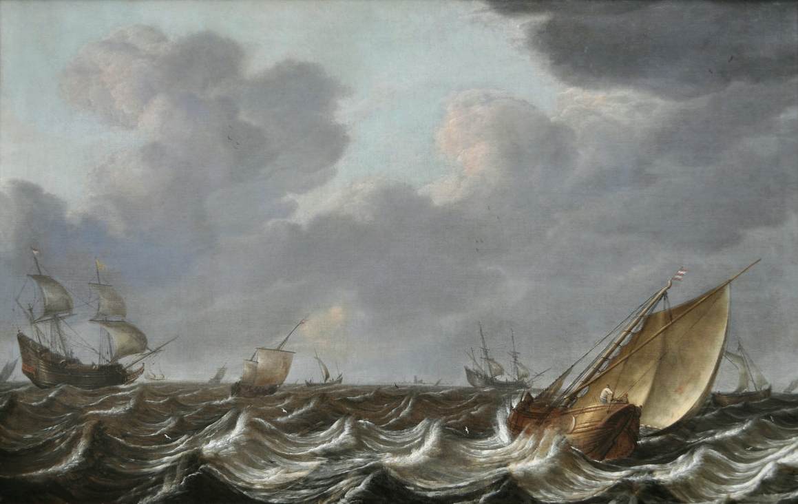 Holländska fartyg i turbulent vatten