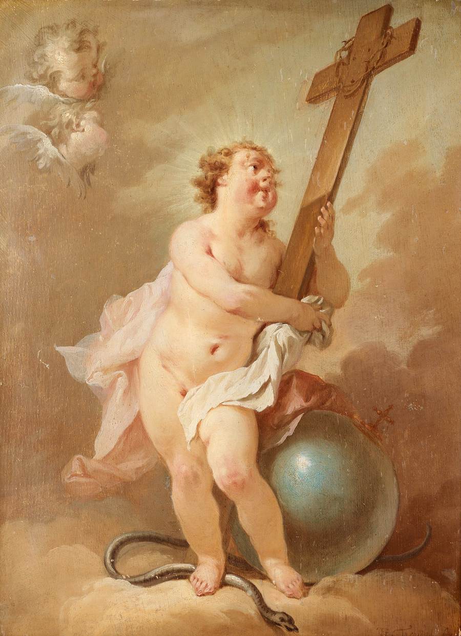 Joven Cristo de Pie en una Serpiente