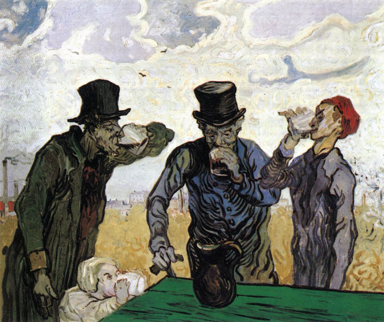 Os Bebedores (No Estilo de Daumier)