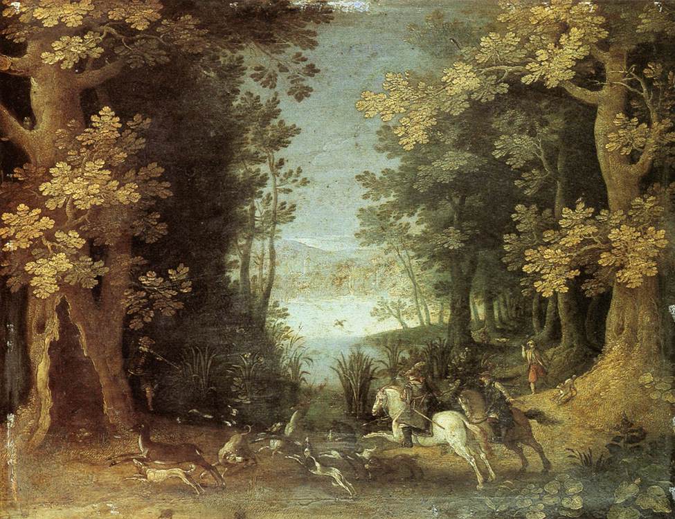 Landschaft mit einer Hirschjagd