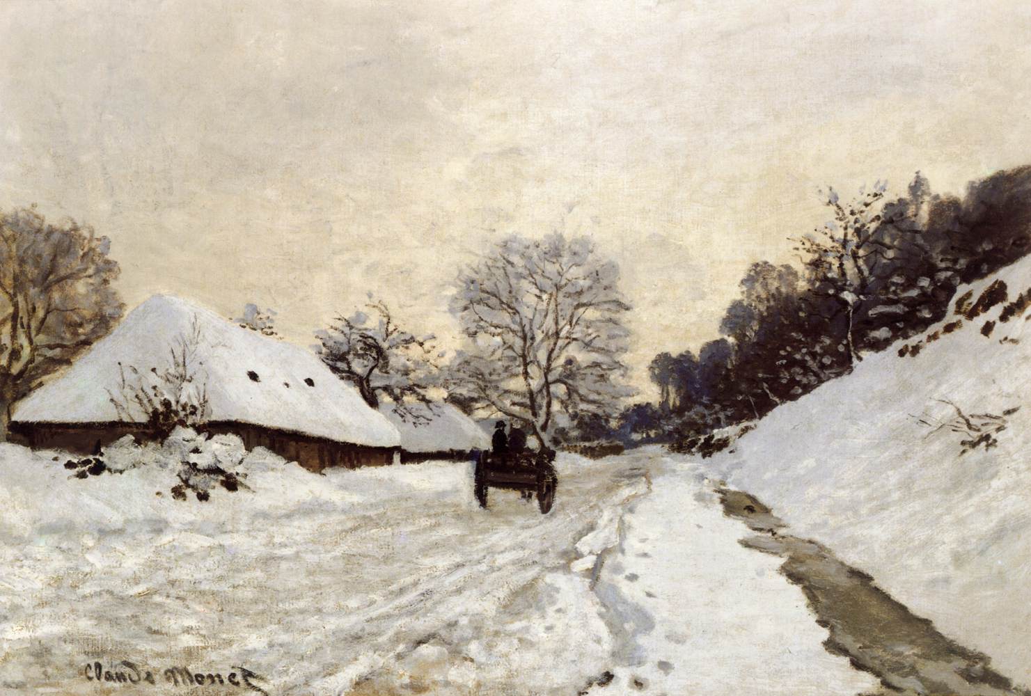Uma Carruagem no Caminho Nevado em Honfleur