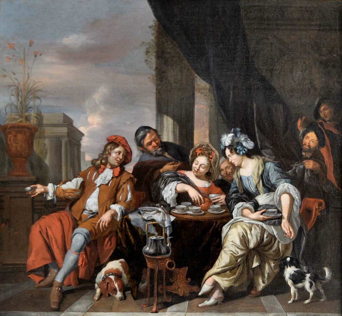 Elegant Company Drinking Tea