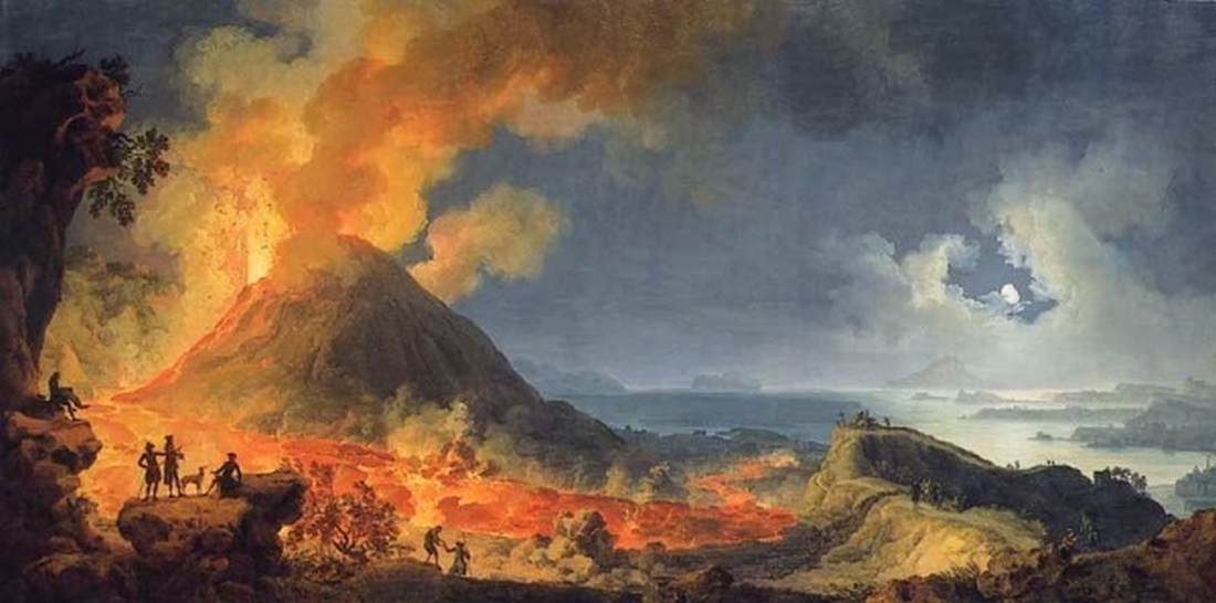 El Vesubio erupce v měsíčním světle