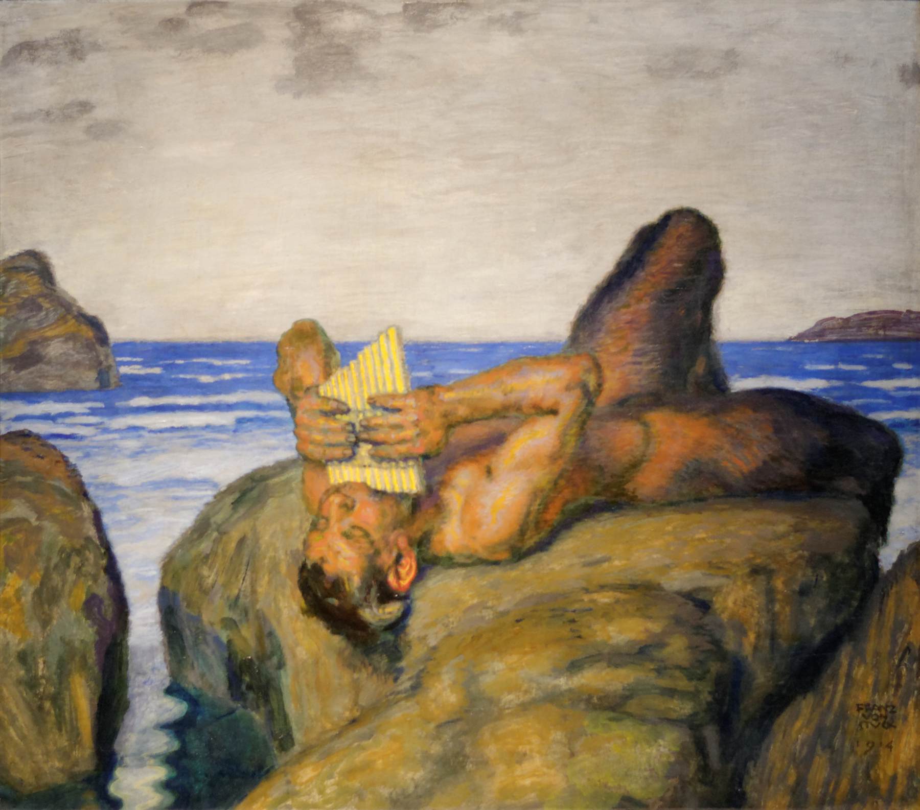 Fauno Tocando La Zampoña Junto al Mar