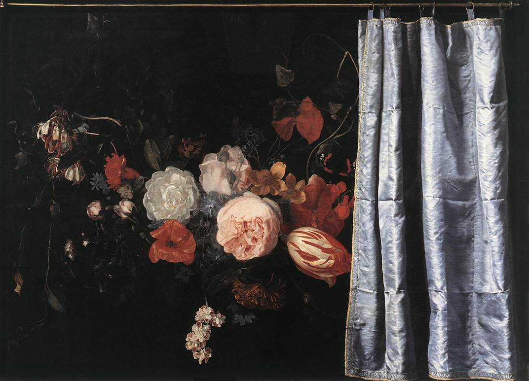 Still Life with Flowers with Curtain