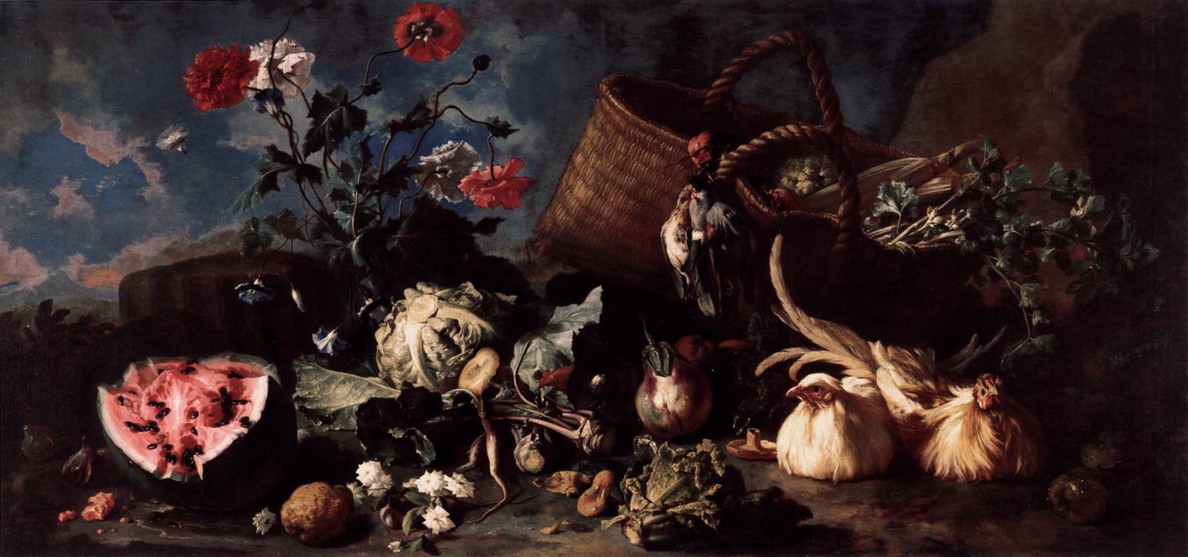 Flores, Früchte und Geflügel