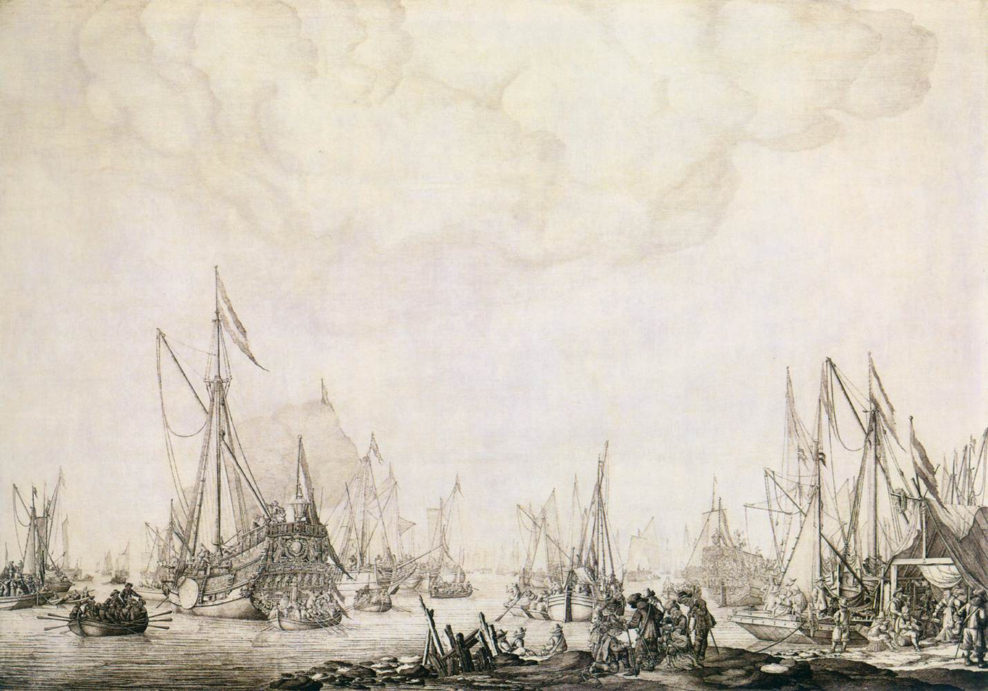 Frota de Frederick Henry esperando no rio Merwede perto de Dordrecht, 1646