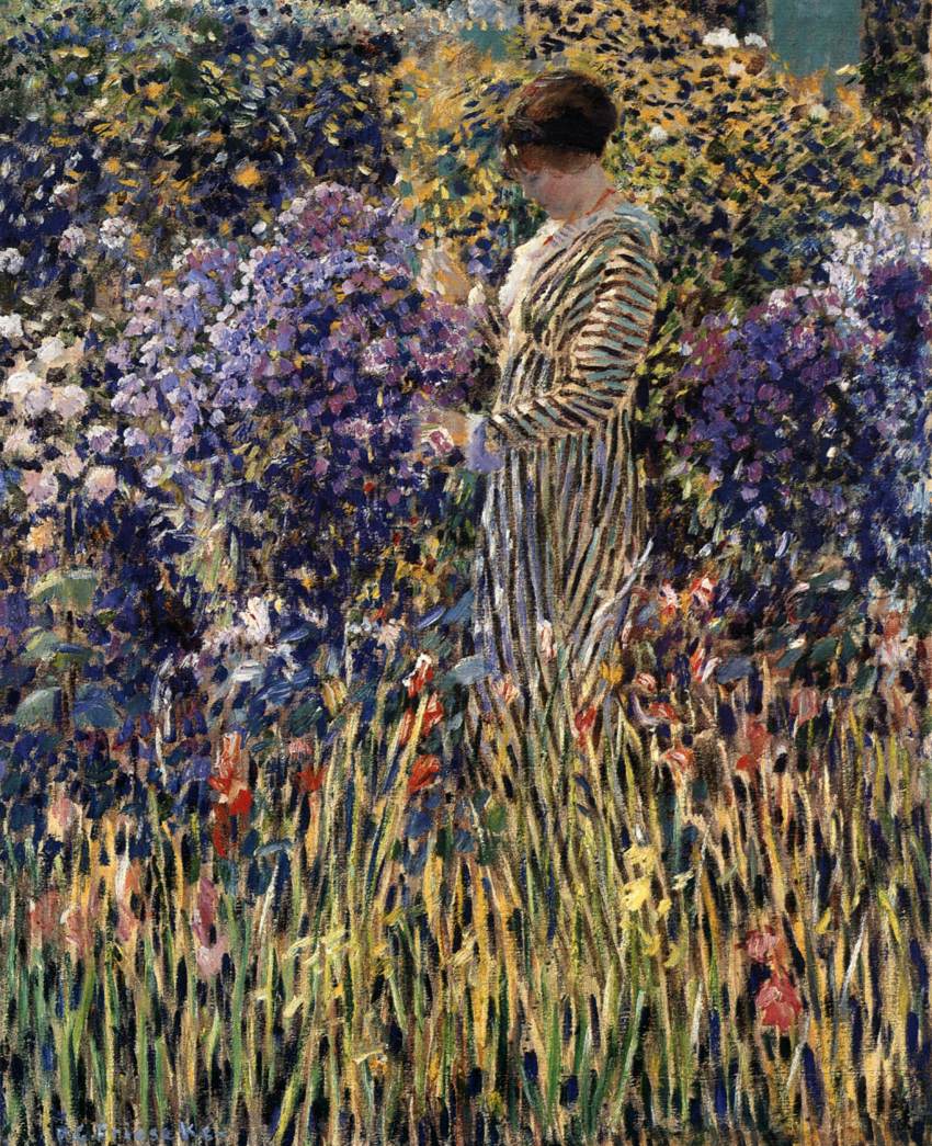 Dame in einem Garten