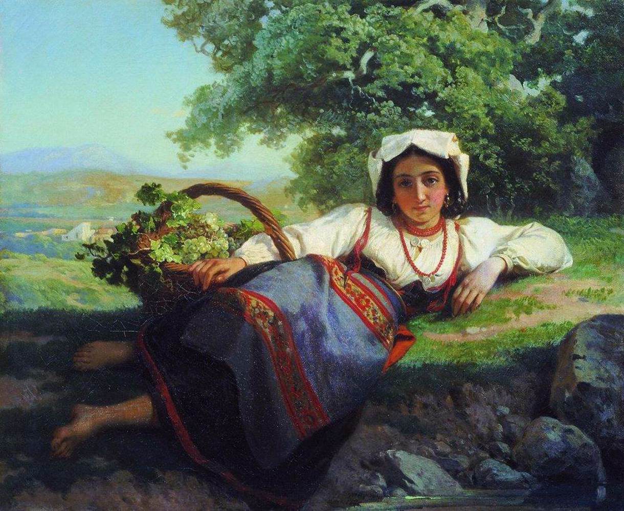 Fată cu struguri
