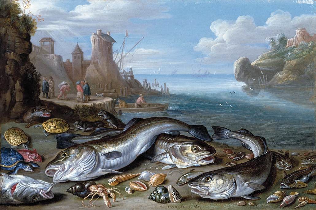 Scène de port avec poisson