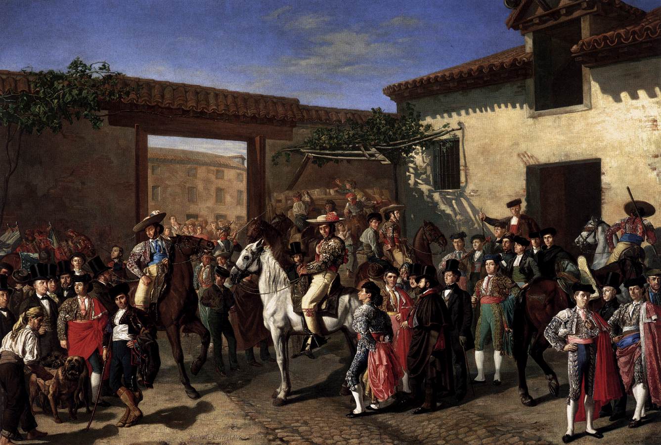 Cavalos em um Pátio Junto ao Touro Antes da Tourada, Madri