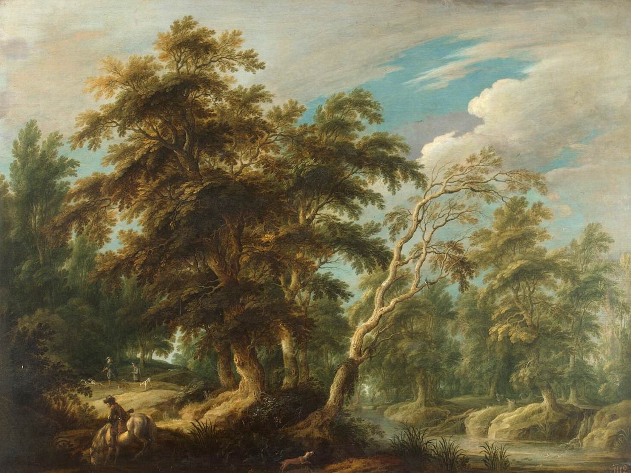 Chasseurs dans une forêt
