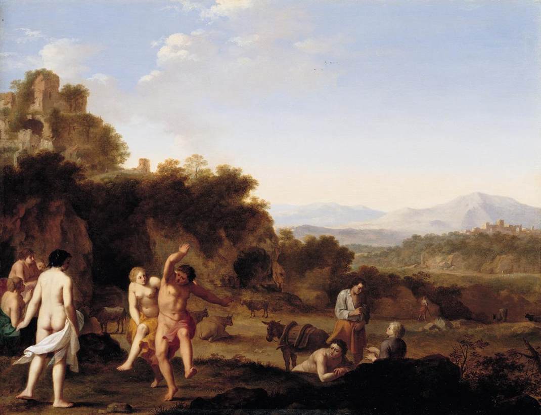 Italiaans landschap met dansfiguren