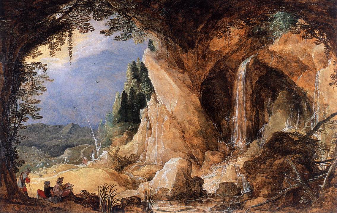 Paysage avec grotte