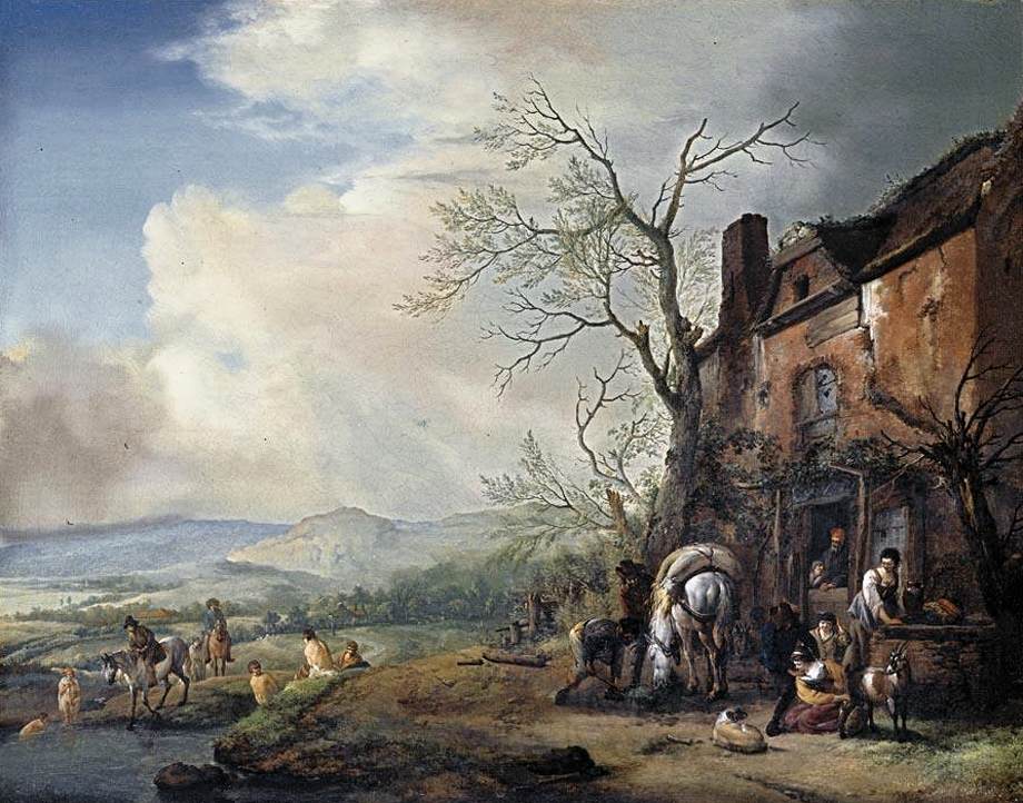 Paysage avec paysans d'une cabine