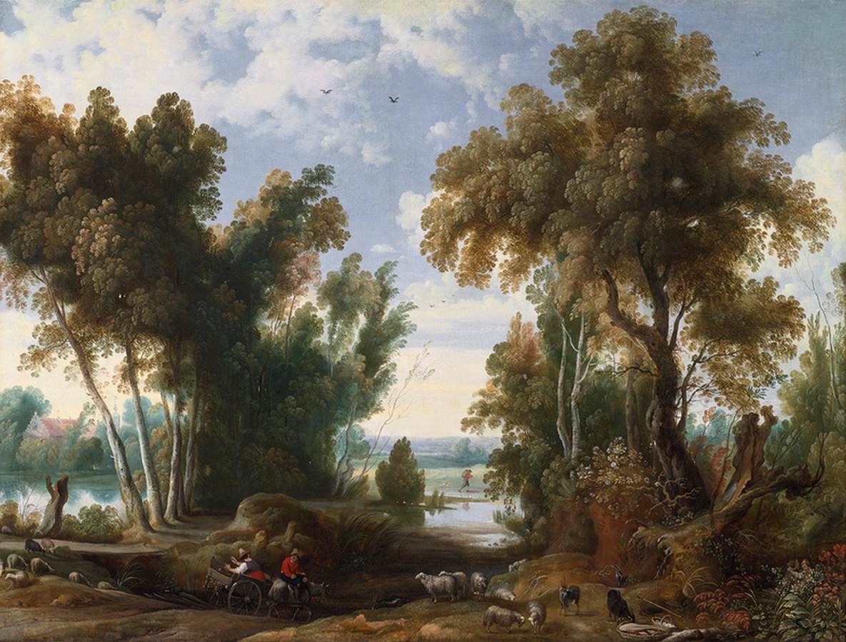 Paysage avec paysans
