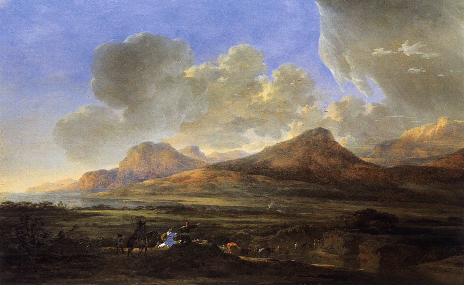 Bergslandskap med resenärshepherds