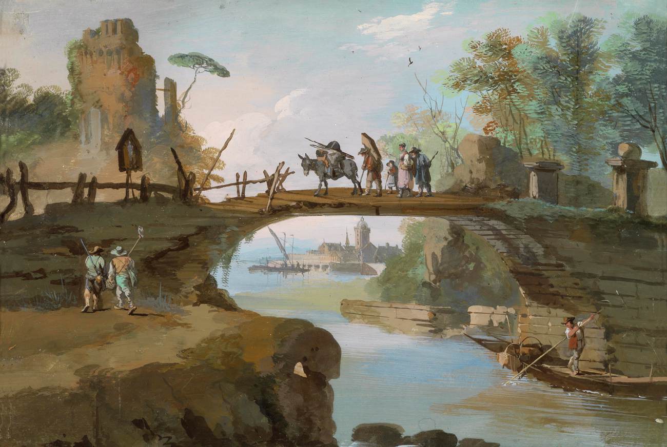 Paysage avec des figures et un pont